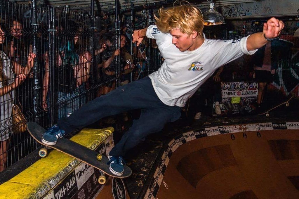 Photo of Parker Le Bras-Brown skating a bowl