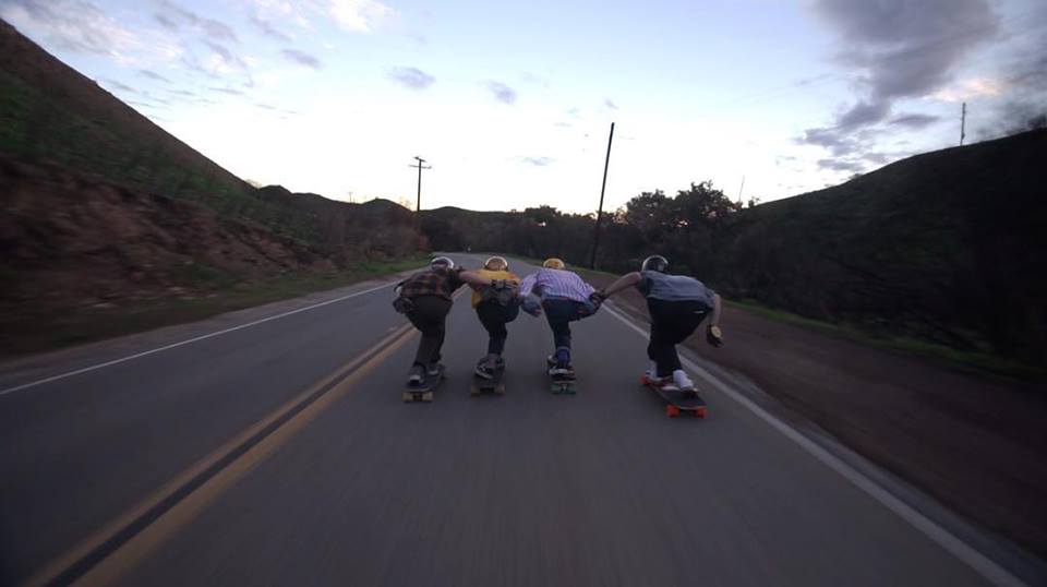 Photo of the Decent team bombing a California hill
